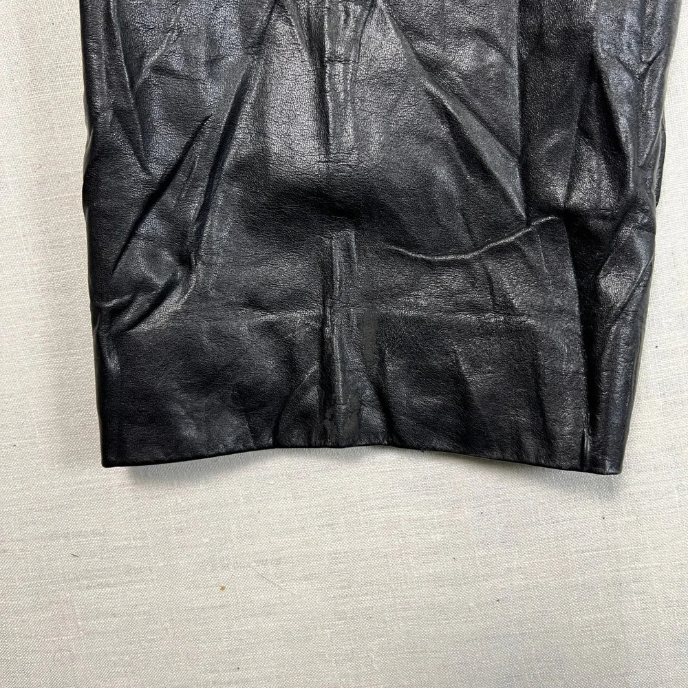 VTG Leather City Mens‎ Size 34 Pants Baggy Black Genuine Leather Pleated Lined